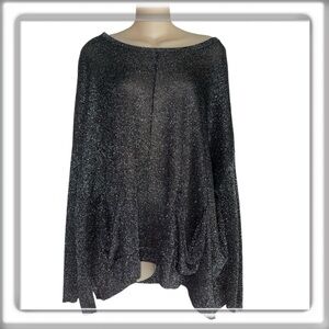 Karen Kane Black Evening Cocktail Top Sweater Long Sleeve Boat Neck Size Medium